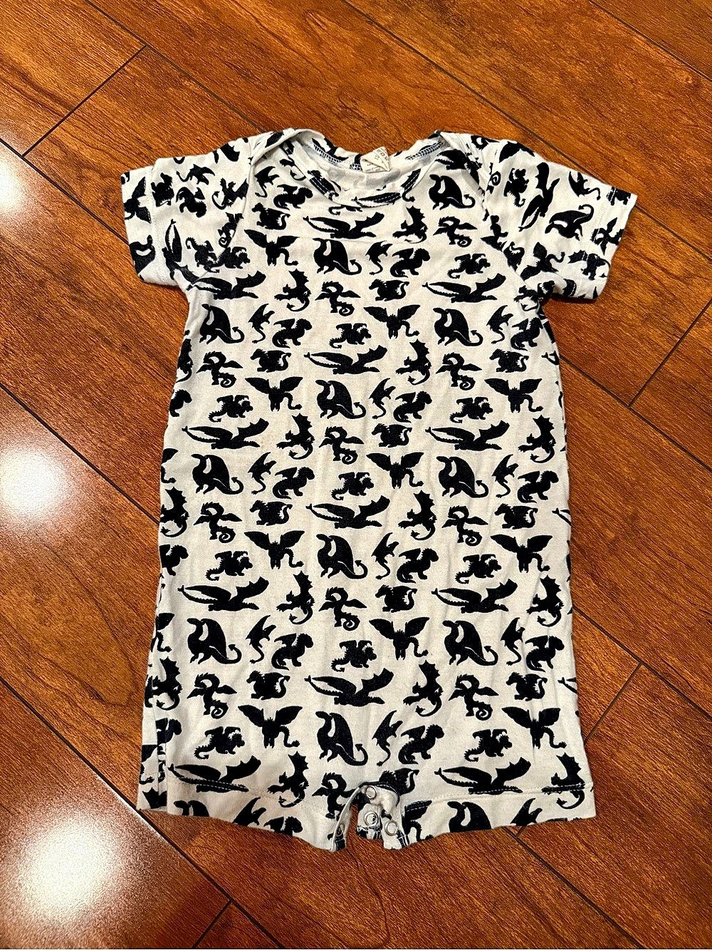 kate quinn Bamboo Short Sleeve Romper - Dragon Print 12-18M